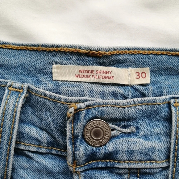 Levi's Wedgie Skinny Jeans in Arctic Freeze High Rise Button Fly Ankle 30 (10) - Picture 11 of 16